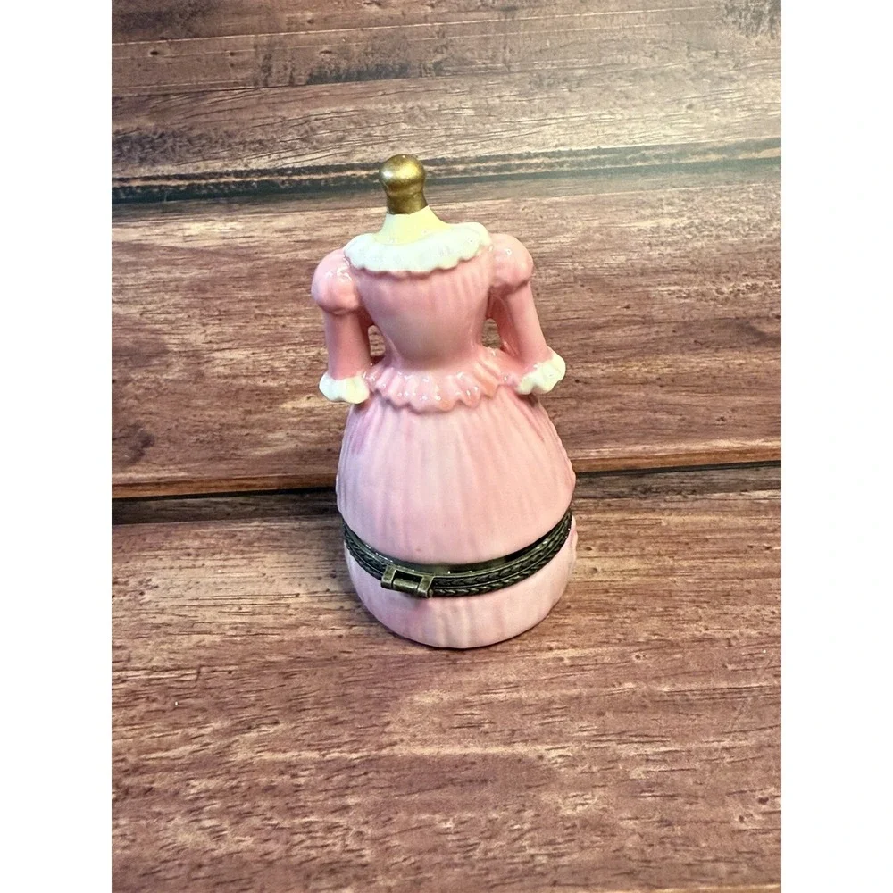 Vintage Dress Porcelain Hinged Jewelry Trinket Box Bust Form